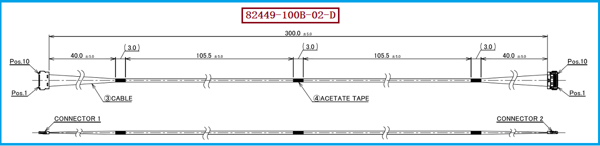 I-PEX 82449-100B-02-D极细同轴线束