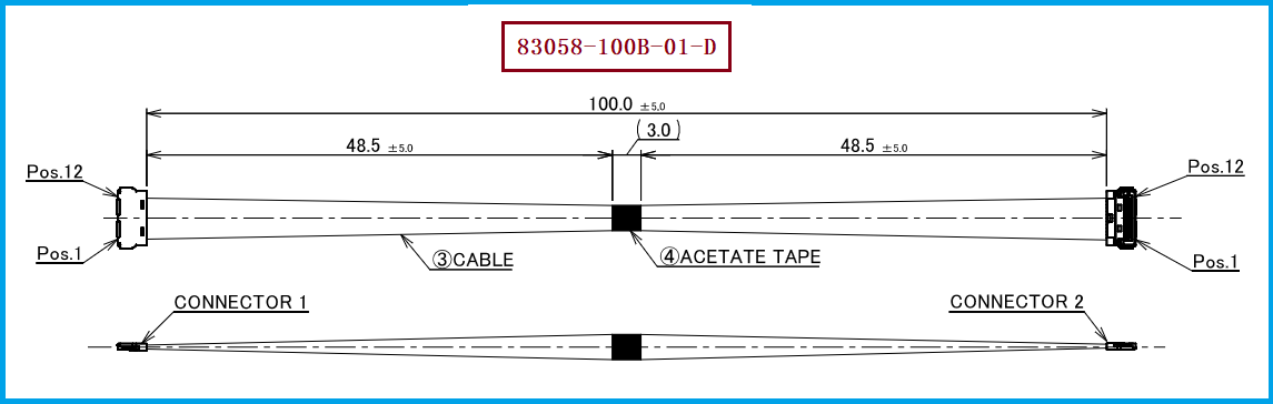 I-PEX 83058-100B-01-D极细同轴线束
