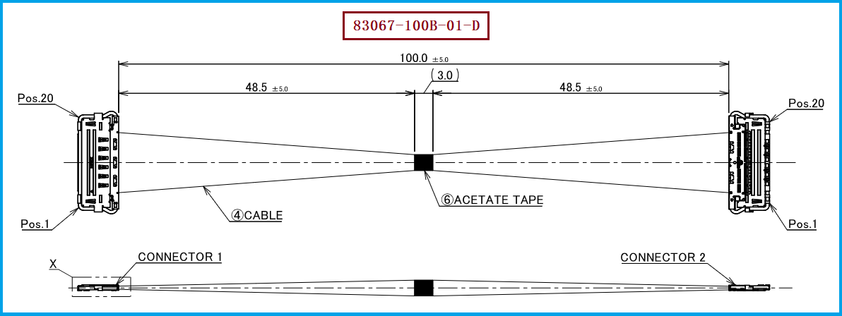 I-PEX 83067-100B-01-D极细同轴线束