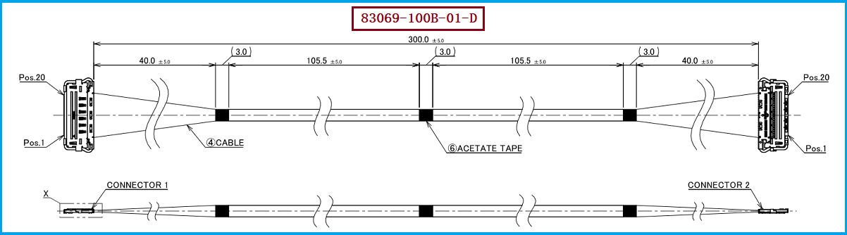 I-PEX 83069-100B-01-D极细同轴线束