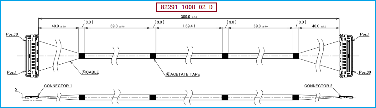 I-PEX 82291-100B-02-D极细同轴线束