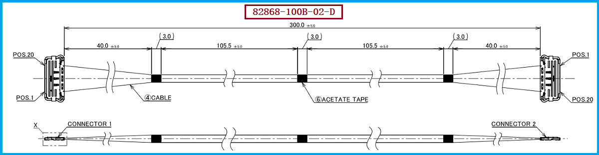 I-PEX 82868-100B-02-D极细同轴线束