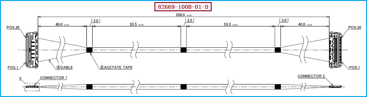 I-PEX 82669-100B-01-D极细同轴线束