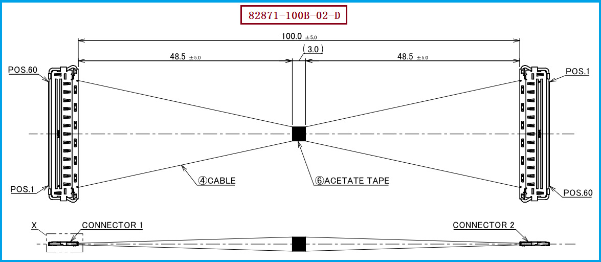 I-PEX 82871-100B-02-D极细同轴线束
