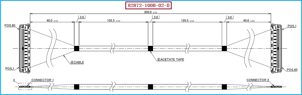 I-PEX 82872-100B-02-D极细同轴线束