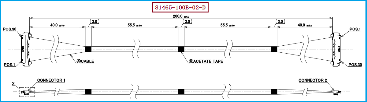 I-PEX 81465-100B-02-D极细同轴线束