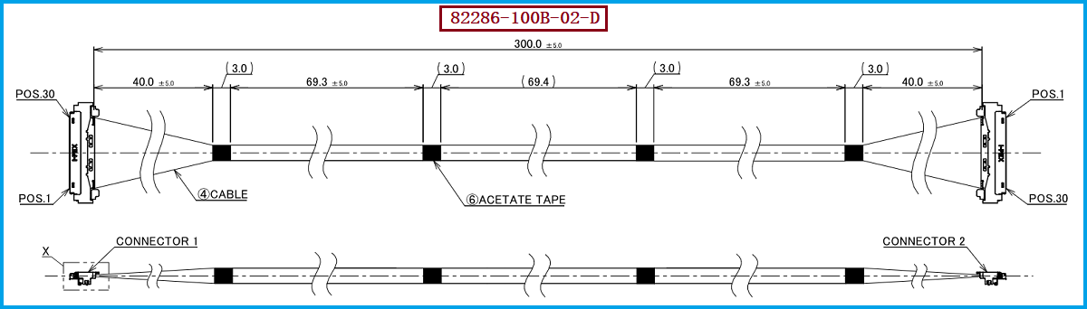 I-PEX 82286-100B-02-D极细同轴线束