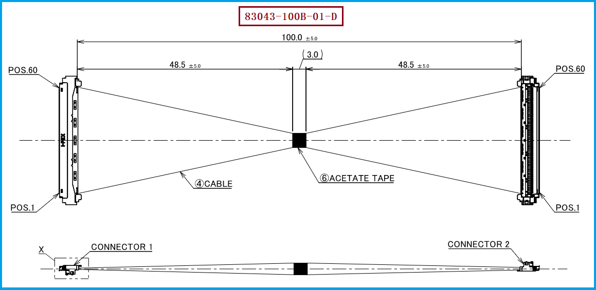 I-PEX 83043-100B-01-D极细同轴线束