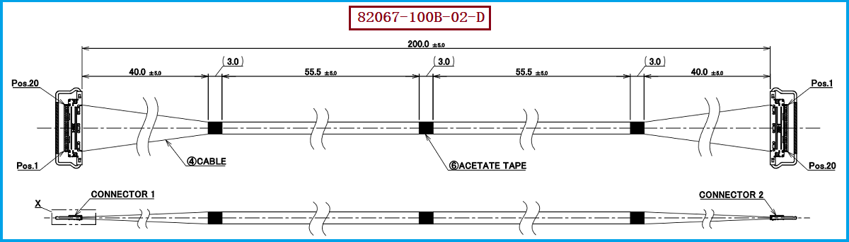 I-PEX 82067-100B-02-D极细同轴线束