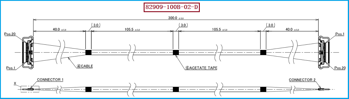 I-PEX 82909-100B-02-D极细同轴线束