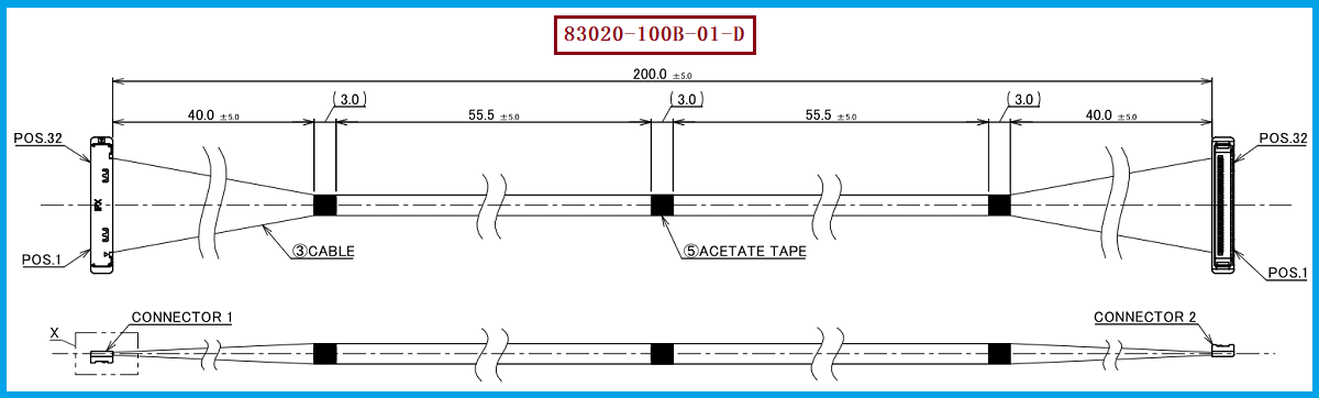 I-PEX 83020-100B-01-D极细同轴线束