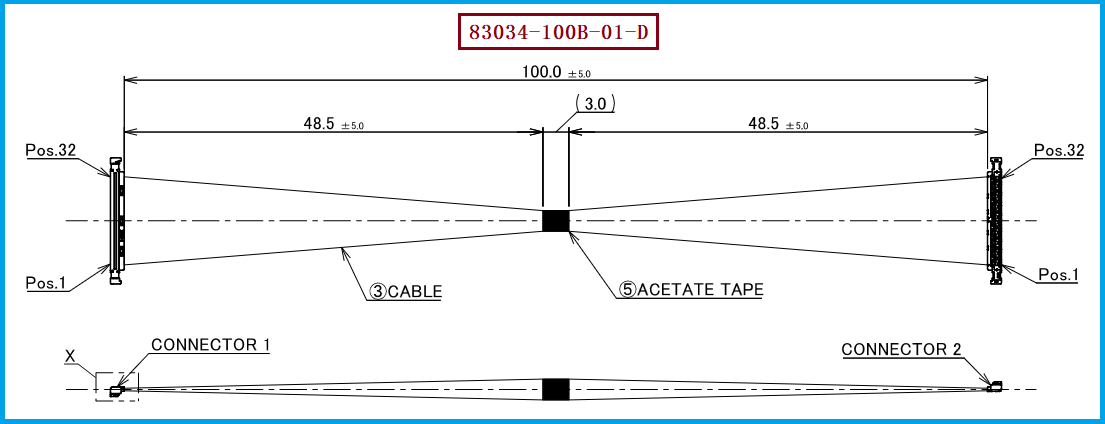 I-PEX 83034-100B-01-D极细同轴线束