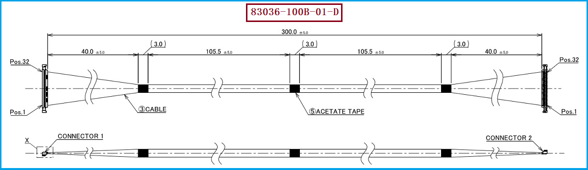 I-PEX 83036-100B-01-D极细同轴线束