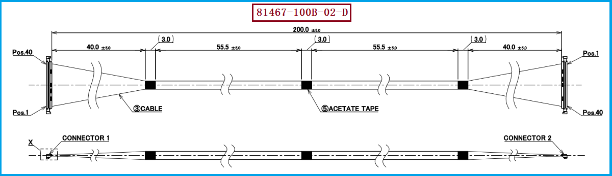 I-PEX 81467-100B-02-D极细同轴线束